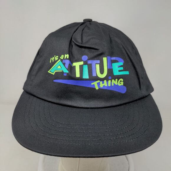 It's an Attitude Thing Snapback Hat Black One Size Adjustable 6 Panel Cotton - Picture 2 of 7
